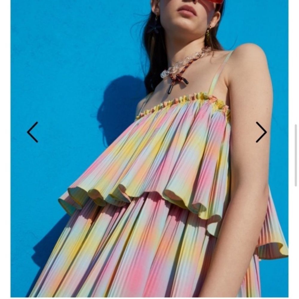 Anthro Beatrice B Tiered Babydoll Dress 6 NWT Pastel Rainbow - Picture 12 of 14